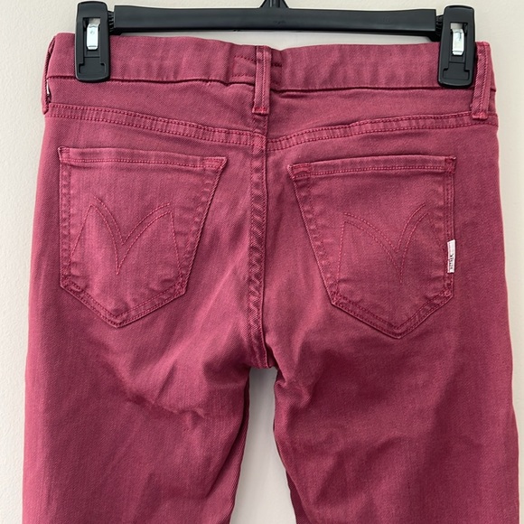 MOTHER The Looker Crop Jeans Burgundy Red Skinny Ankle Size 24 - Picture 4 of 7